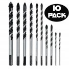10 Piece Masonry Drill Bits Set (TILE, BRICK, CEMENT, CONCRETE, GLASS, PLASTI...