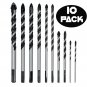 10 Piece Masonry Drill Bits Set (TILE, BRICK, CEMENT, CONCRETE, GLASS, PLASTI...