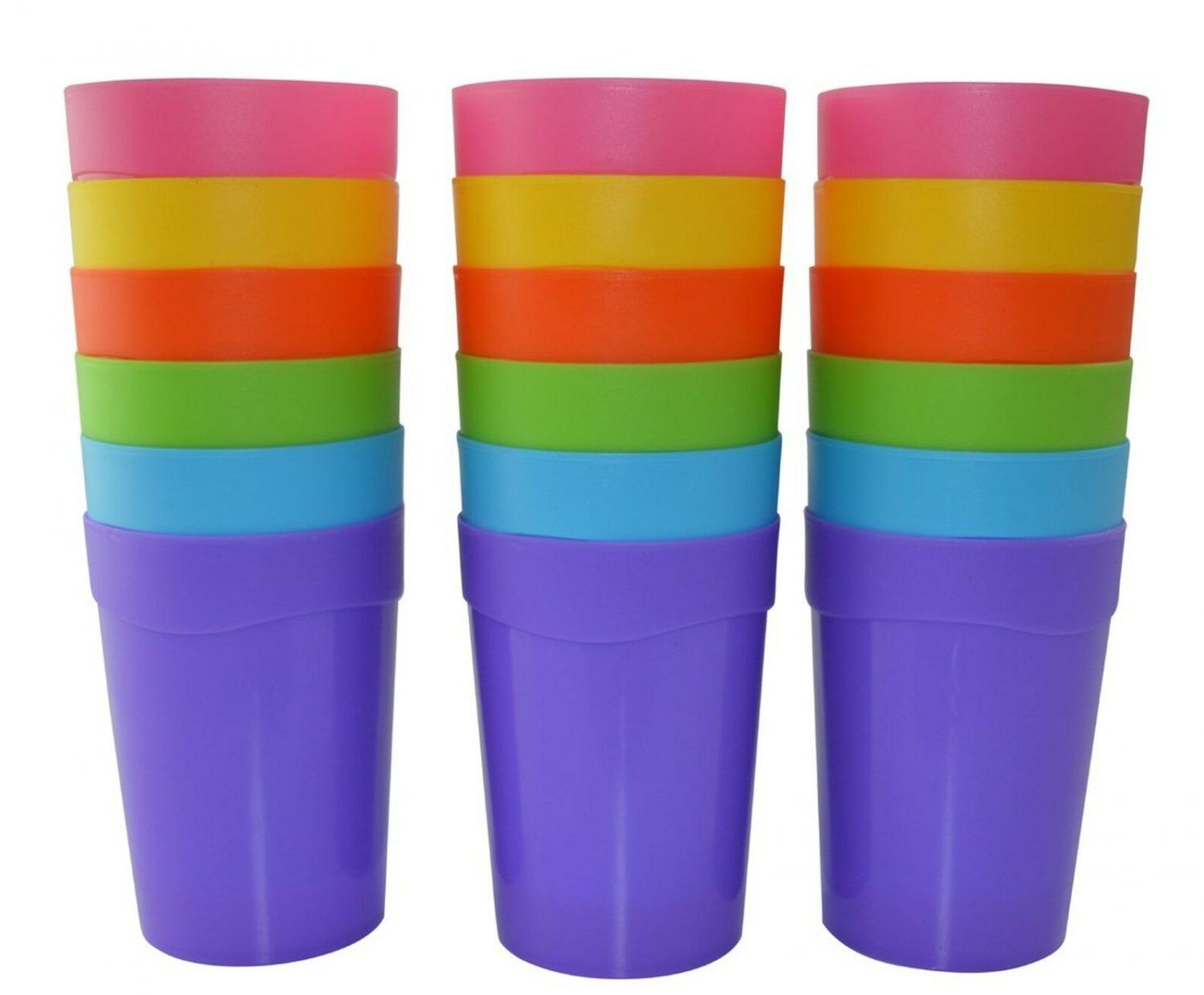 18pc Bekith Reusable Break-resistant BPA-Free Plastic Cup Tumblers in 6 Assor...