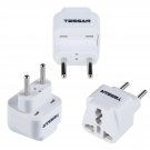 TESSAN Grounded Universal Travel Power Strip European Plug Adapter USA to the...