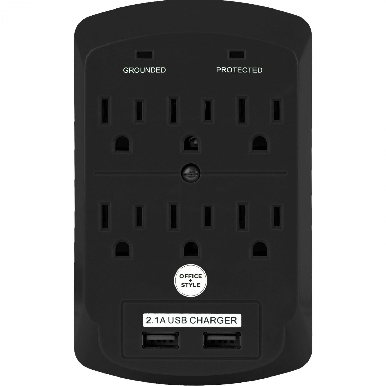 Surge Protector, Electronics Charging Station, 6 Outlet 2 USB Port Wall Adapt...