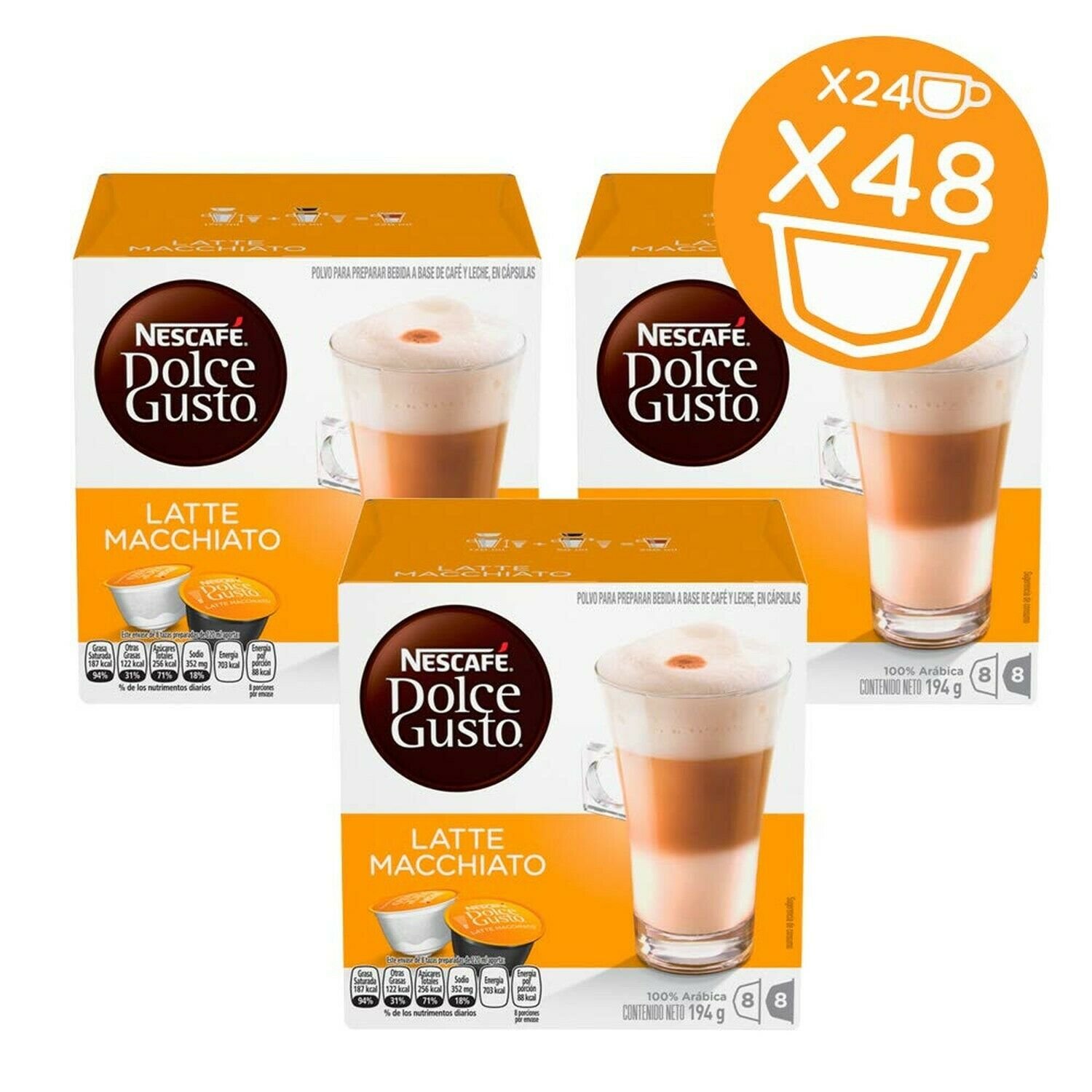 NESCAF&Atilde;� Dolce Gusto Coffee Capsules  Latte Macchiato  48 Single Serve Pods, (...