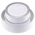 60PCS Heavyweight White with Silver Rim Wedding Party Plastic Plates,Disposab...