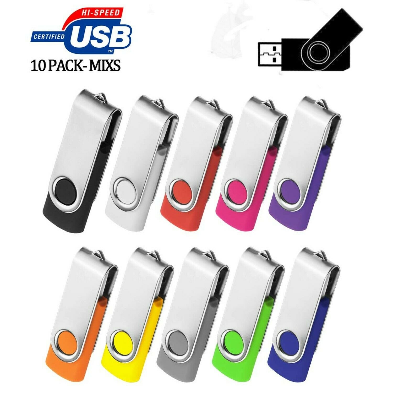 AreTop 2GB USB Flash Drive 10 Pack 2GB Stick Pen Drive Memory Stick USB2.0 Pe...