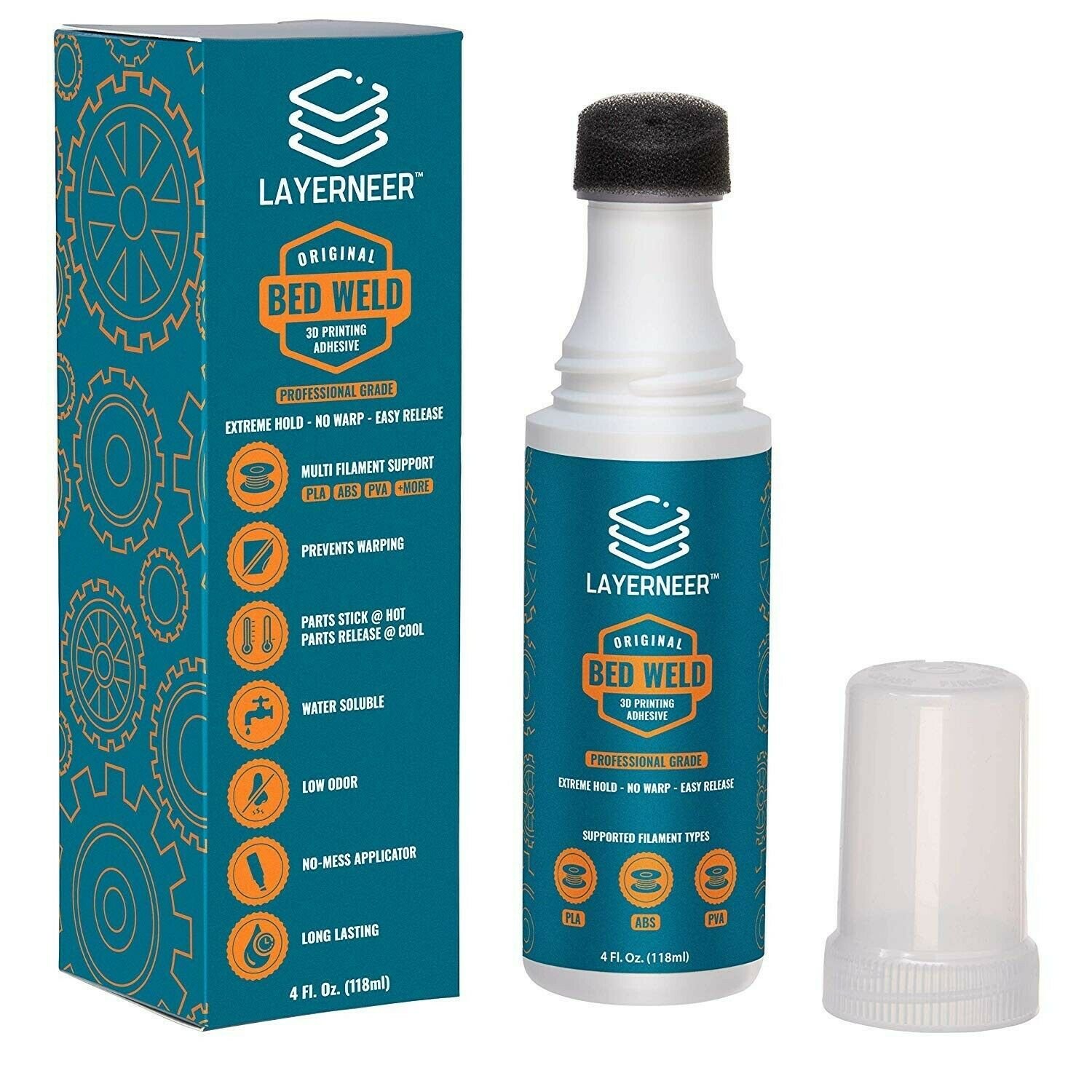 3D Printer Adhesive Glue by Layerneer, Bed Weld Original, Strong Grip Reduces...