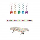 80th Birthday Party Decoration Kit: Bundle Includes Banner, Table Cover, and ...