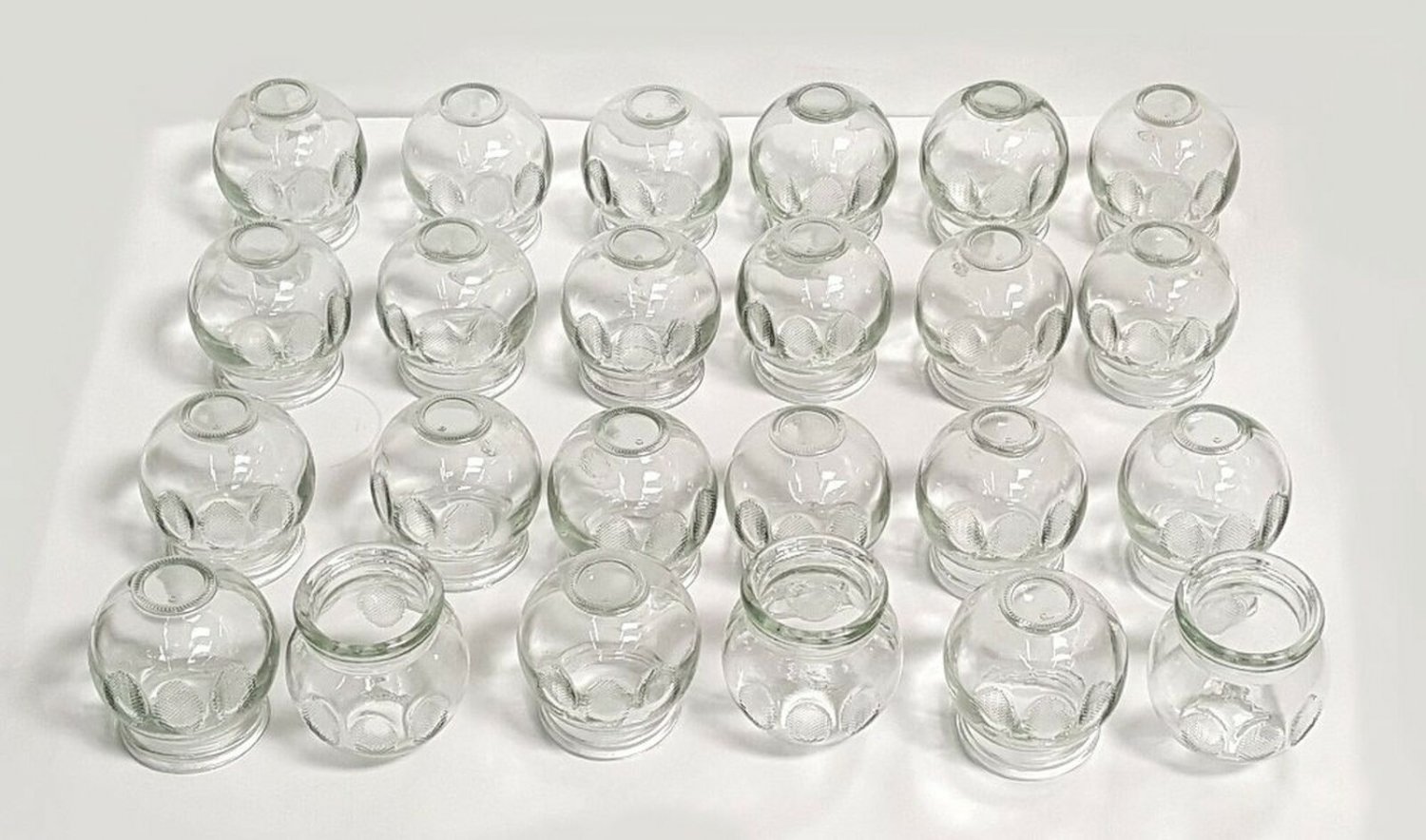 Glass Fire Cupping Jars with FINGER GRIPS - #3 (Outer Dia. 2.2"), Set of 24 C...