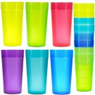 18 Pack 20 Ounce Plastic Tumblers, Cafe Break-Resistant Drinking Glasses, Res...