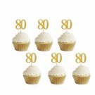 Gold Glitter 80th Birthday Cupcake Toppers Party Supplies Decorations 24 Coun...