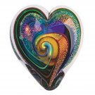Glass Eye Studio Hand Blown Hearts of Fire Golden Rainbow Glass Paperweight