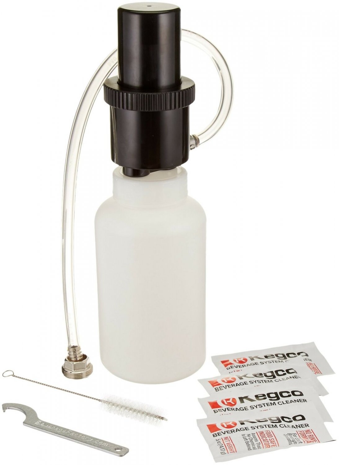 Kegco BF CK-1P04 Beer Line Cleaning Kit Bottle with 4 0.5-oz Packets of Clean...
