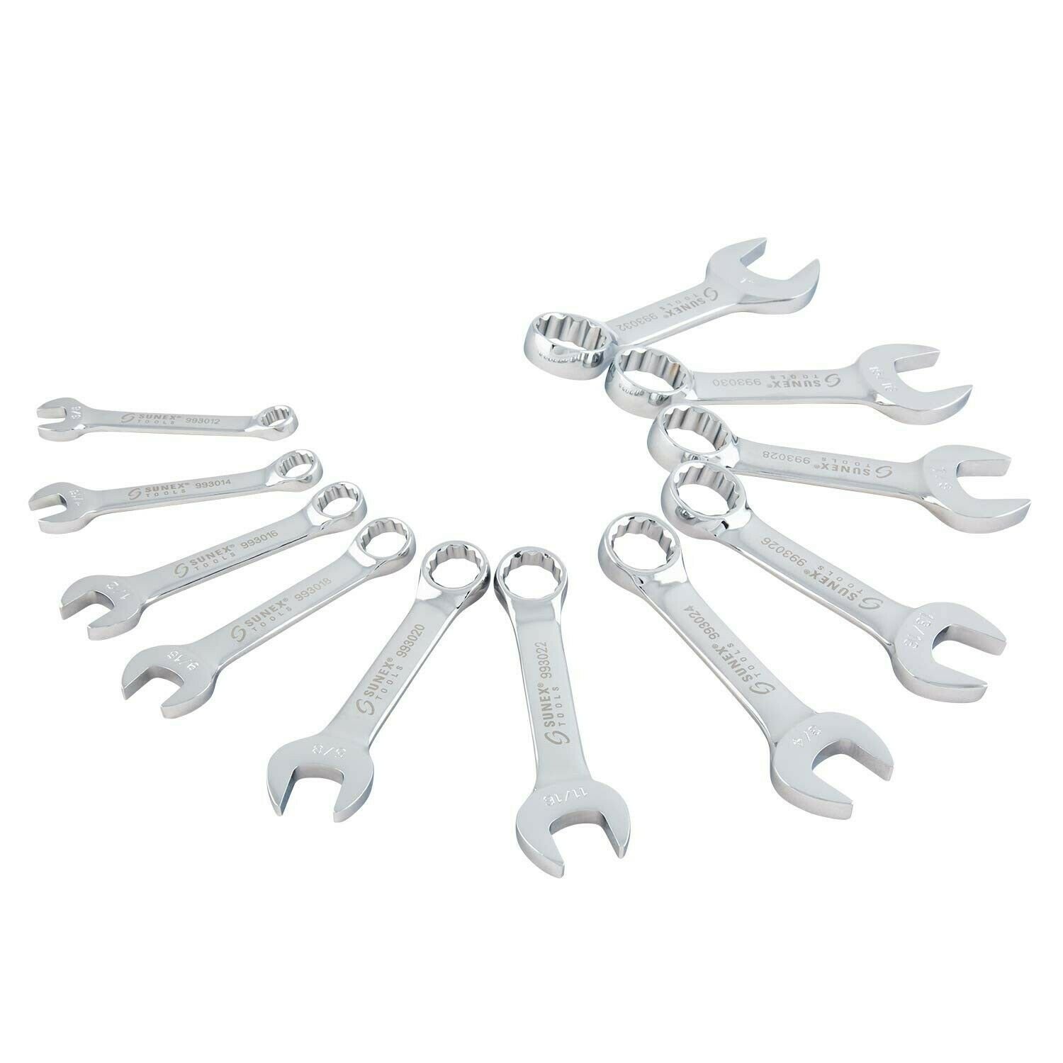 Sunex 9930, Stubby Combination Wrench Set, 11 Pieces, SAE, &acirc;�� Inch to 1 Inch, ...