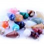 20pcs Mutilcolor Stone Healing Chakra Pendulum Line Cone Pendants Crystal Qua...