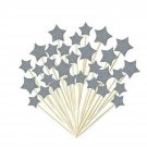 36 Pieces Cake Toppers Cupcake Silver Star Topper Star Cake Decor for Birthda...