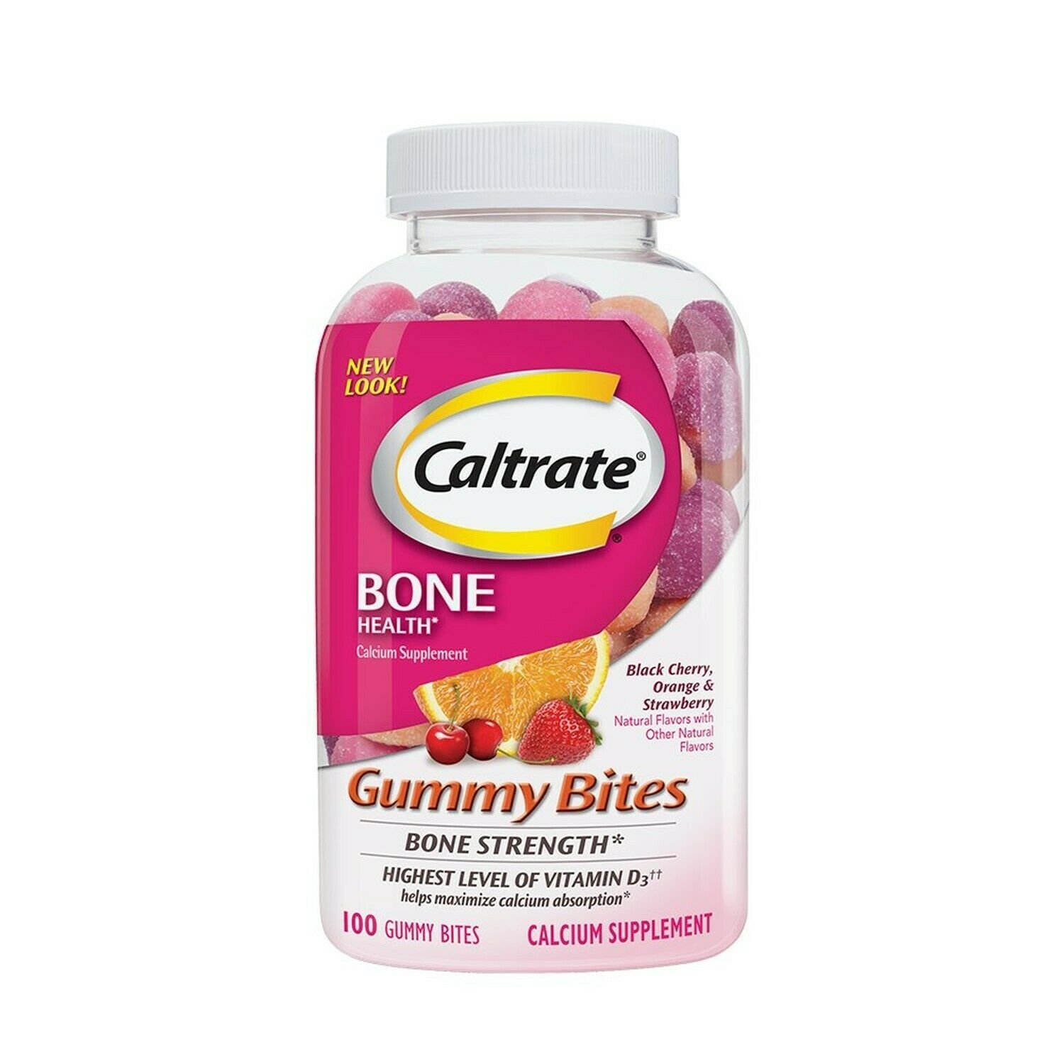 Caltrate Gummy Bites (Black Cherry, Strawberry, Orange Flavors, 100 Count) Ca...