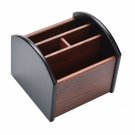 Siveit Wooden Desk Organizer, 4 Compartment Revolving Wood Desktop Organizer ...