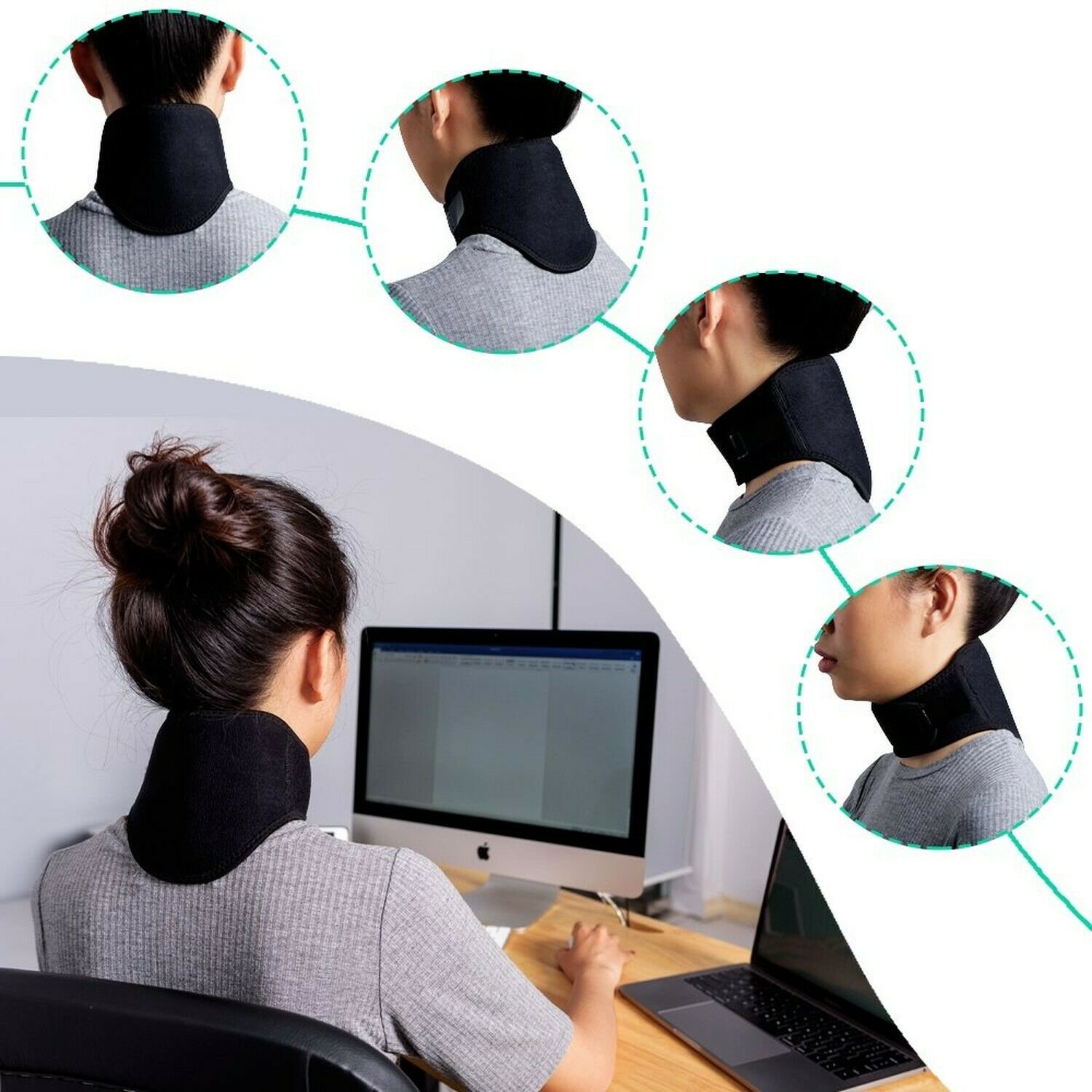 Neck Brace - Support Therapy Neck Pain Relief, Cervical Collar Neck Wrap Adju...