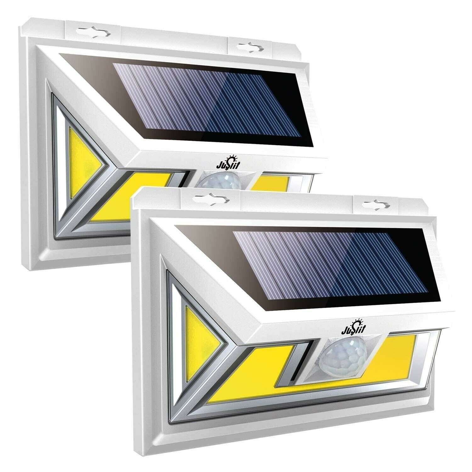JUSLIT Solar Lights Outdoor, Super Bright with 74 COB Light Source LEDs, Moti...