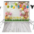 LB Spring Easter Backdrop for Photography 5x7ft Vinyl Yellow Flowers Eggs Woo...