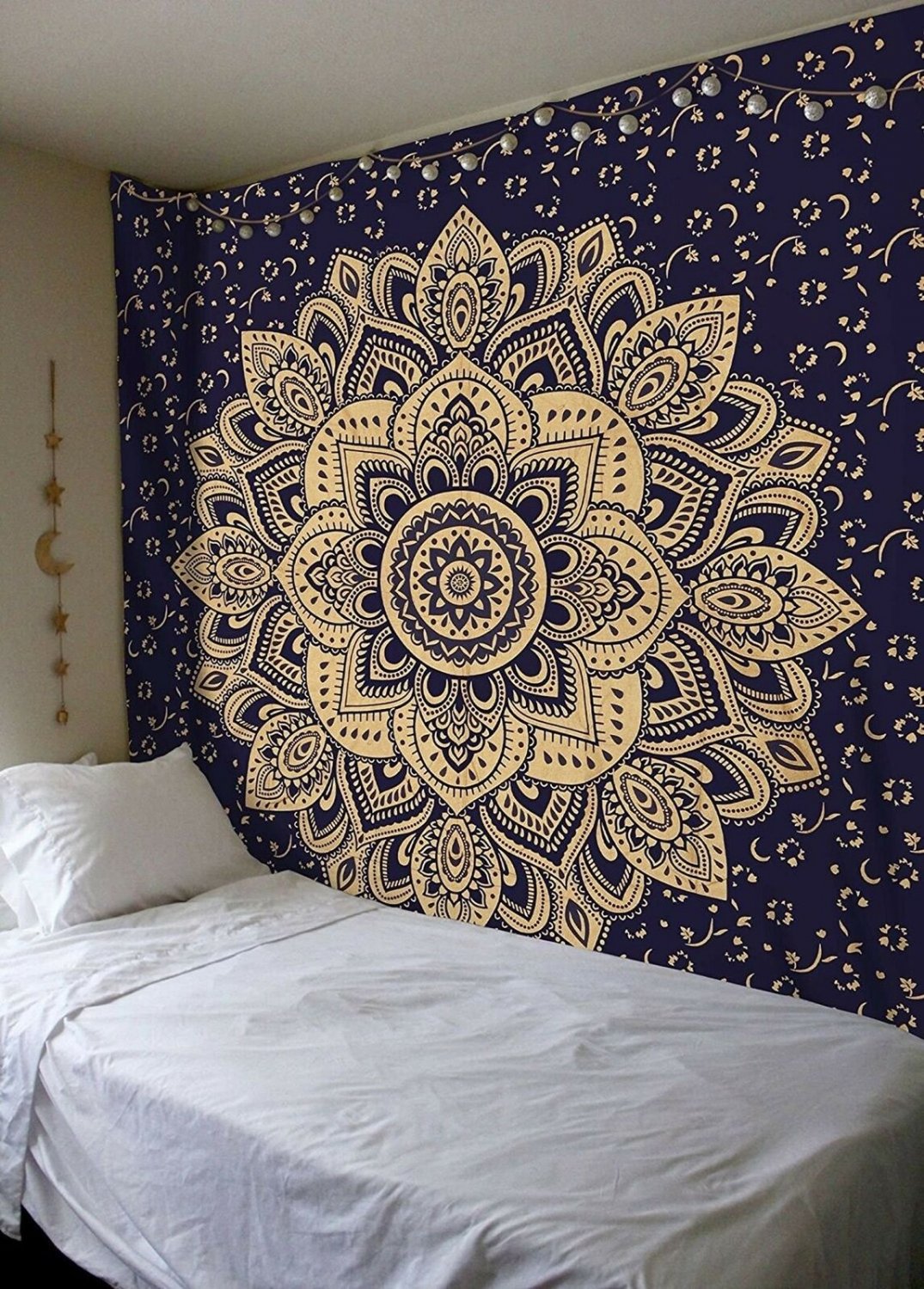 Madhu International King Size New Launched Blue Gold Passion Ombre Mandala Ta...