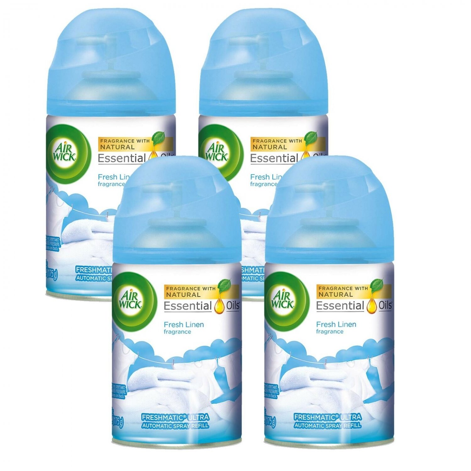 Air Wick Freshmatic 4 Refills Automatic Spray, Fresh Linen, 4ct, New Look, Sa...