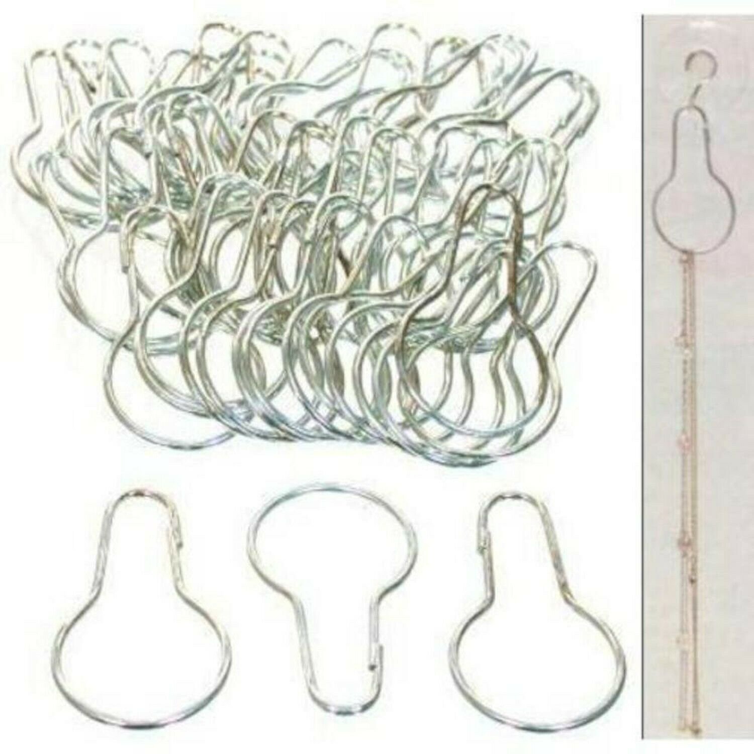 50 Chain Shower Curtain Hooks Sorting Organization Window Displays Chrome