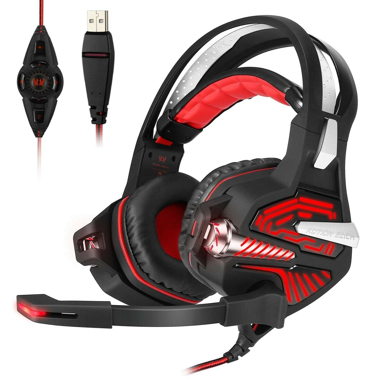 Mengshen USB Gaming Headset - with 7.1 Surround Stereo Sound, Microphone, Vib...