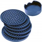 Enkore Drink Coasters Silicone Set of 6 (Dark Indigo) With Holder - Stay Put ...