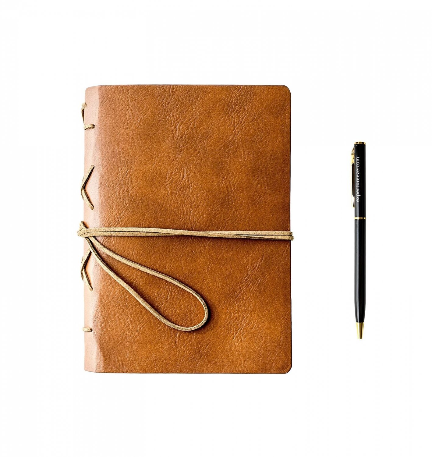 Troex Leather Journal - Eco-friendly Light Brown Bound Writing Notebook with ...