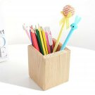 Bamboo Wooden Office Desk Organizer Pen Pencil Container Holder (Square) Square