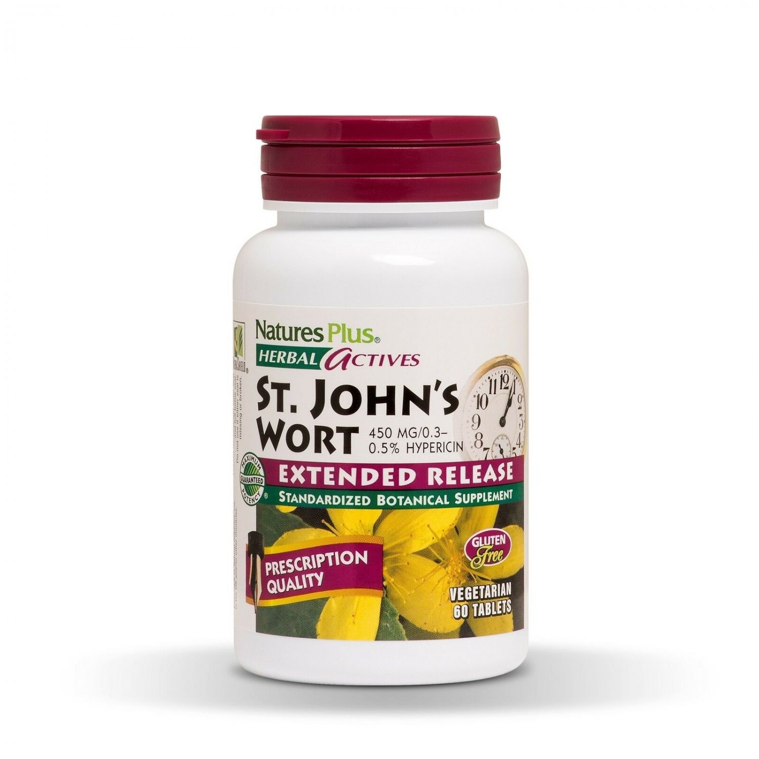 NaturesPlus Herbal Actives St John's Wort, Extended Release - 450 mg, 60 Vega...