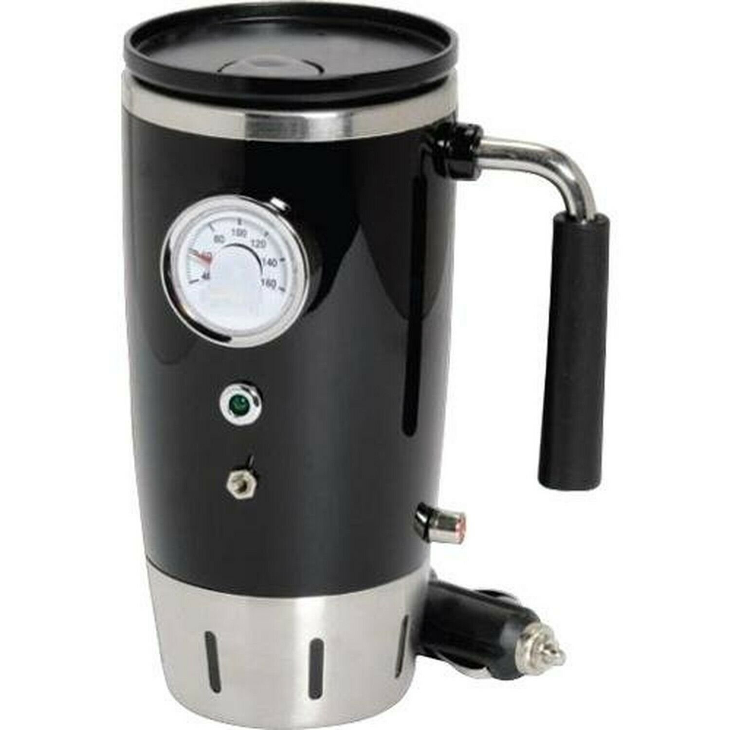 Tech Tools Retro Heated Smart Travel Mug Stainless Steel - 12V (Black) Black