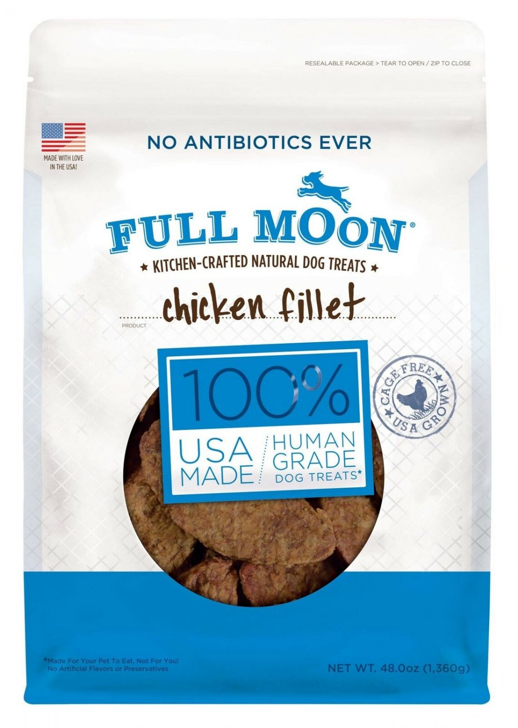 Full Moon All Natural Human Grade Dog Treats, Chicken Fillet, 3 Lb.