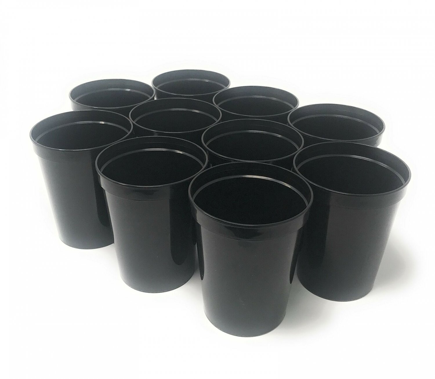 CSBD 10 Pack Blank 16 oz Plastic Stadium Cups Bulk Tumblers - Reusable or Dis...
