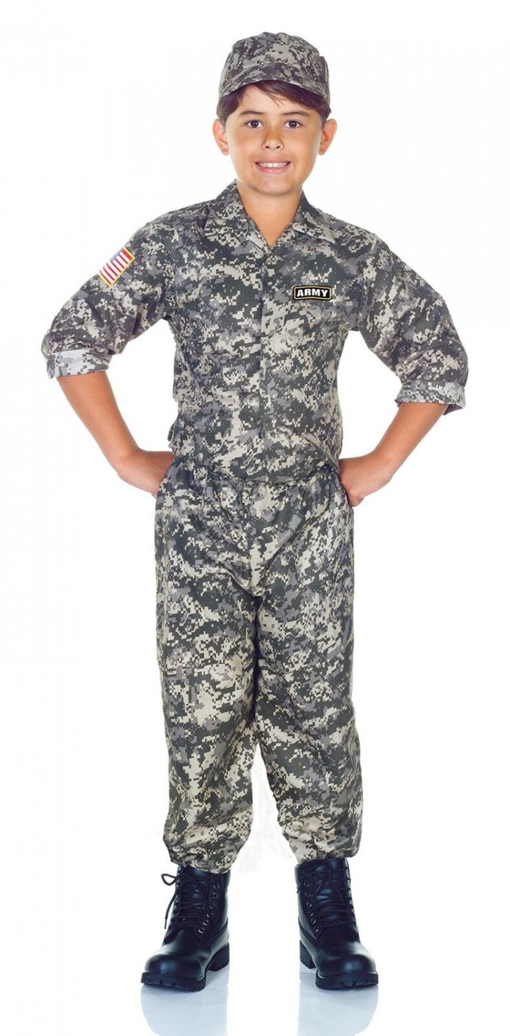 Underwraps Children's Army Camo Set Costume - Camouflage, Small (4-6)