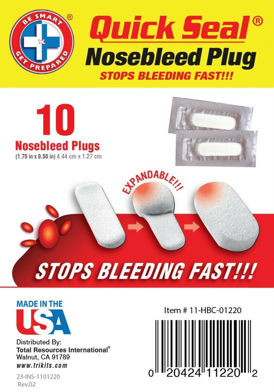 Be Smart Get Prepared - Quick Seal Nosebleed Plugs - 10 Plugs