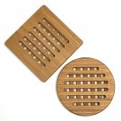 Lipper International 8821-2 Bamboo Wood Trivets, Set of 2, One Square/One Rou...