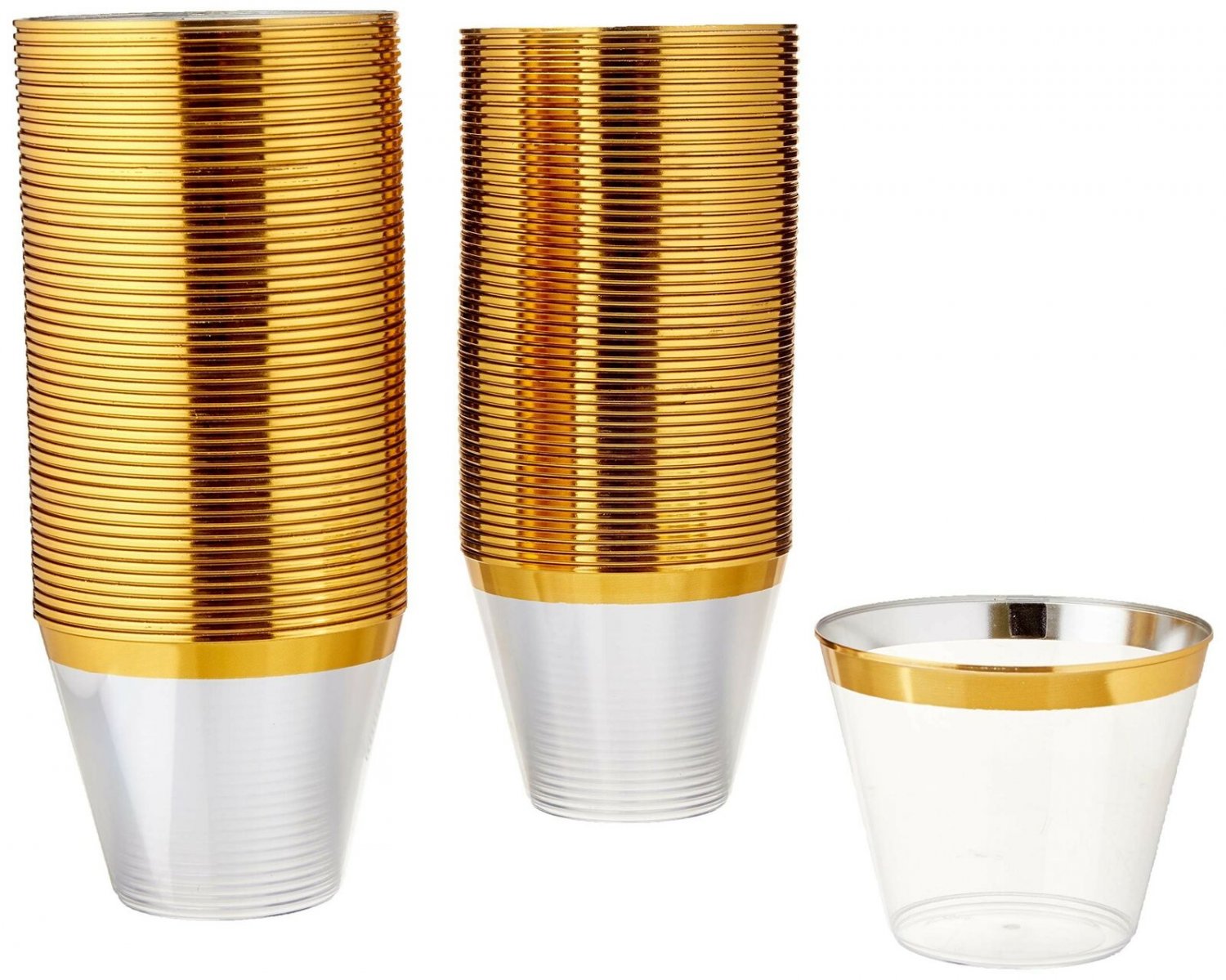 100 Gold Plastic Cups 9 Oz - Elegant Fancy Wedding Gold Plastic Cups || Fancy...