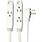 Axis 3-Outlet Indoor Extension Cord with Flat-Profile Plug - 8-foot, White (4...