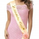 Birthday Queen Sash- Birthday Sash Champagne Gold with Flower for Women Birth...