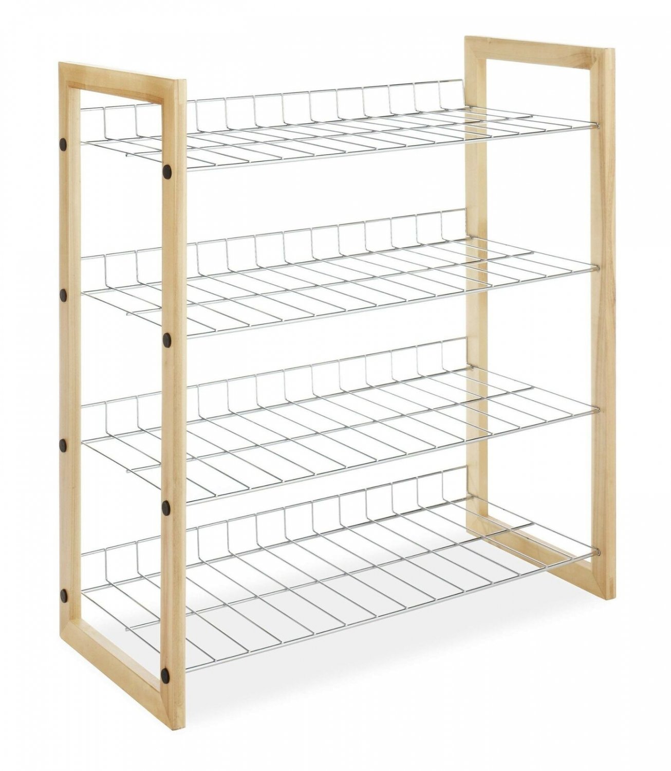 Whitmor 4 Tier Closet Shelf - Storage Organizer - Natural Wood and Chrome