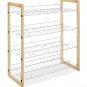 Whitmor 4 Tier Closet Shelf - Storage Organizer - Natural Wood and Chrome