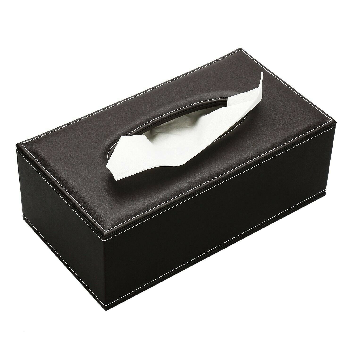 KINGFOM Rectangular Leather Facial Tissue Box Napkin Holder for Home Office, ...