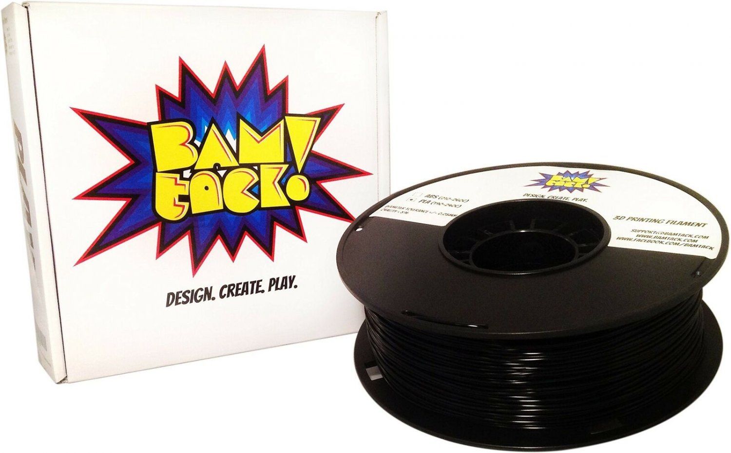 BAMtack! 1.75mm Black PLA 3D Printer Filament - 1kg (2.2 lbs) - Dimensional A...