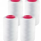 4 Pack of 6000 (24,000 Total) Yard Spools White Sewing Thread All Purpose 100...