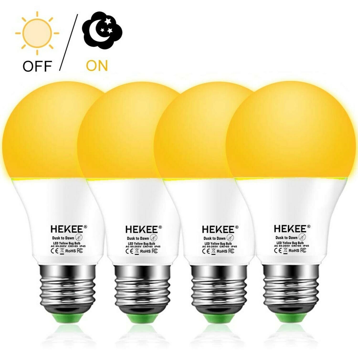 Dusk To Dawn Light Bulbs A19 8W 720 Lumens, Amber LED Orange-Yellow Sensor Bu...