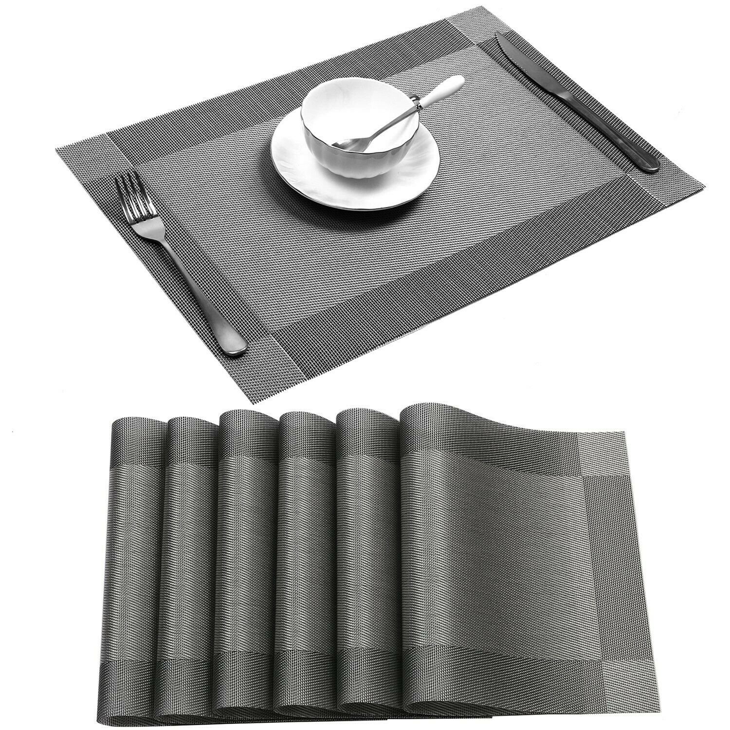 U'Artlines Placemat, Crossweave Woven Vinyl Non-Slip Insulation Placemat Wash...