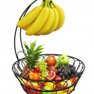 ESYLIFE Wire Fruit Basket with Banana Hanger, Black