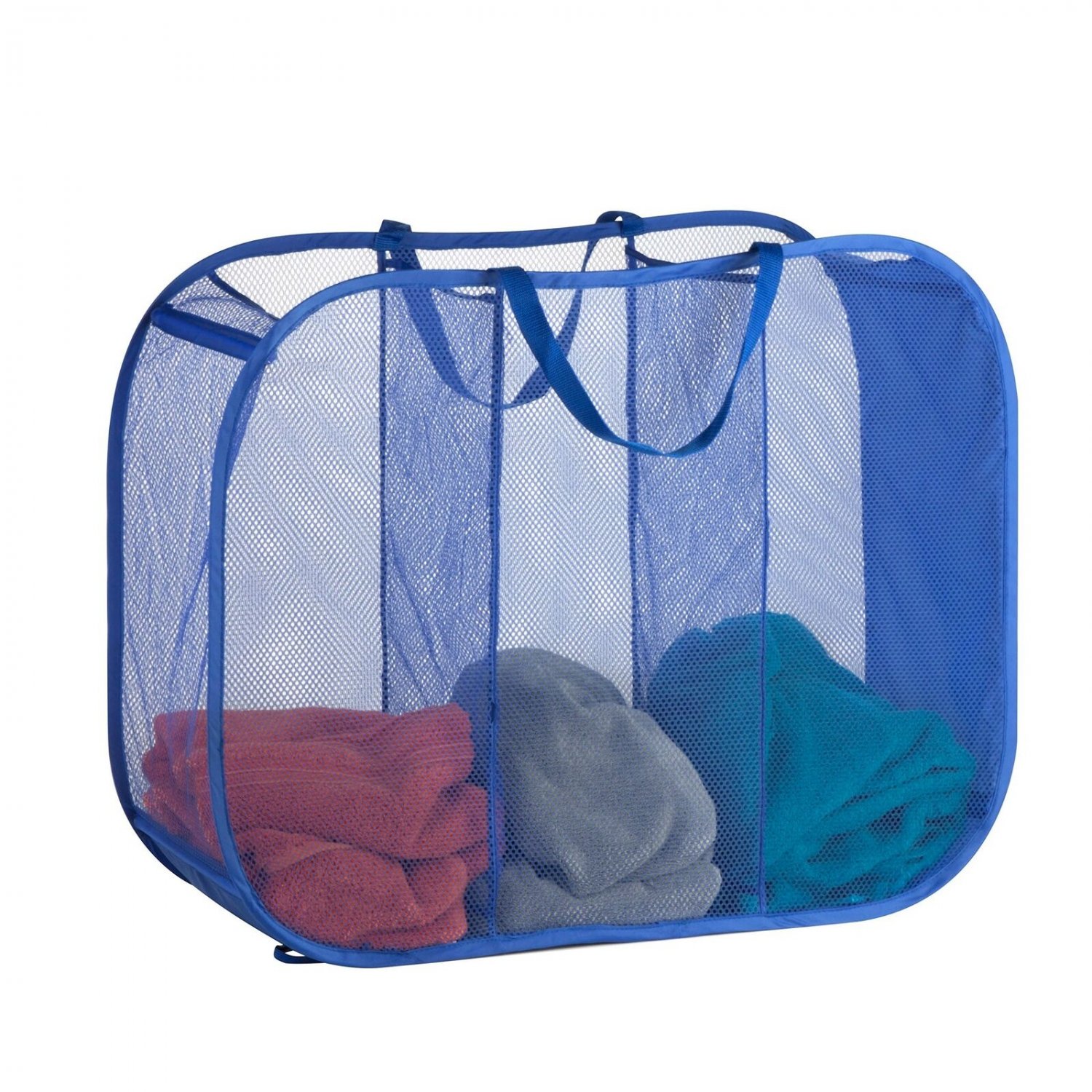 Honey-Can-Do Mesh Triple Sorter Laundry Basket, 30" Length x 11" Width x 24" ...