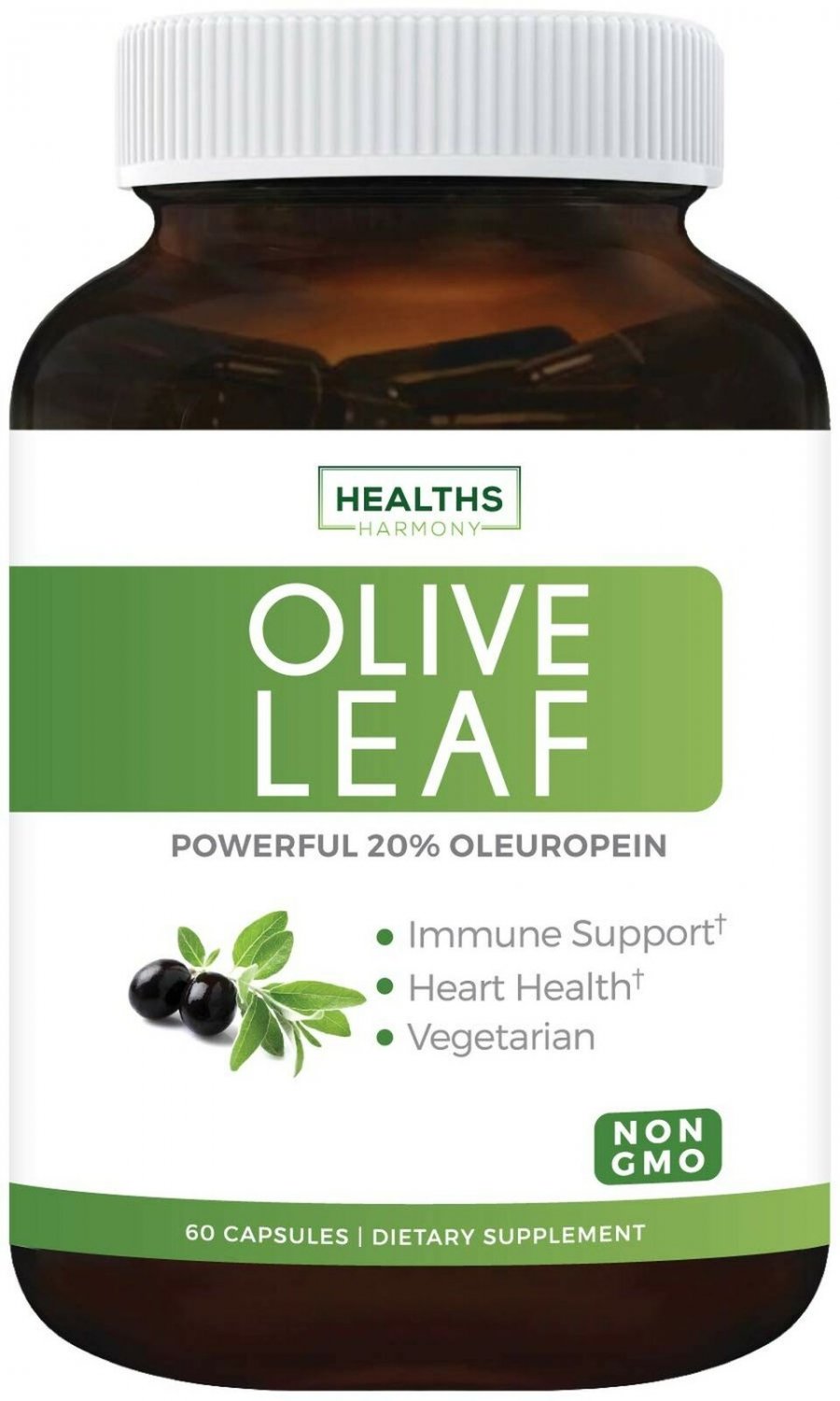 Olive Leaf Extract (Non-GMO) Super Strength: 20% Oleuropein - 750mg - Vegetar...